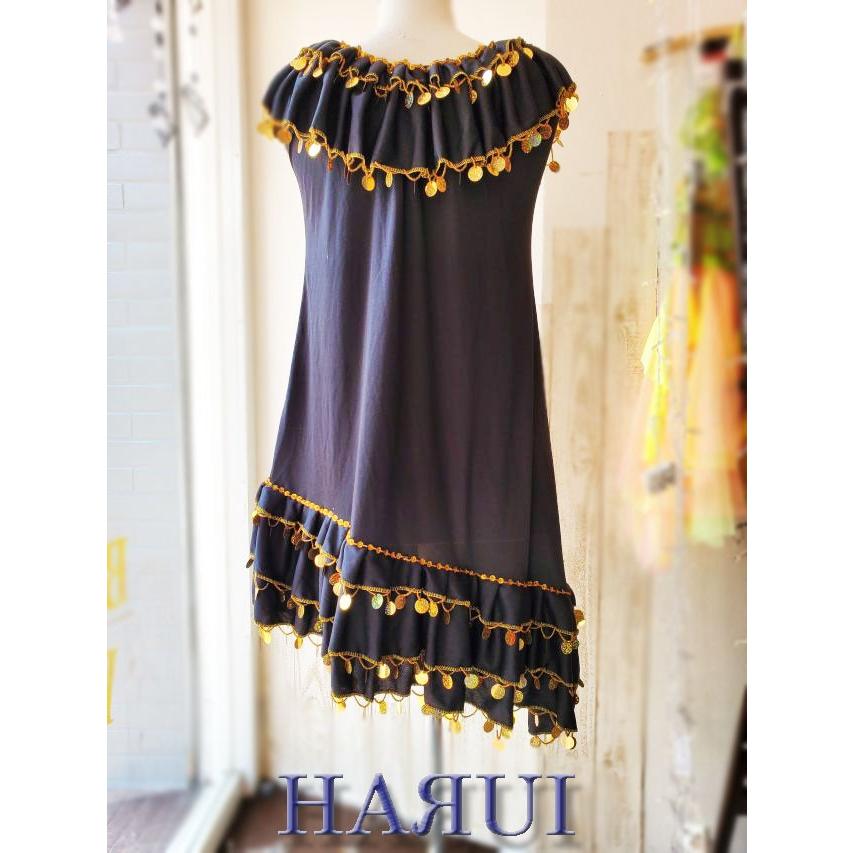 在庫処分 ベリーダンス 衣装 エジプト製 ミラーヤ ドレス 黒 : Costume