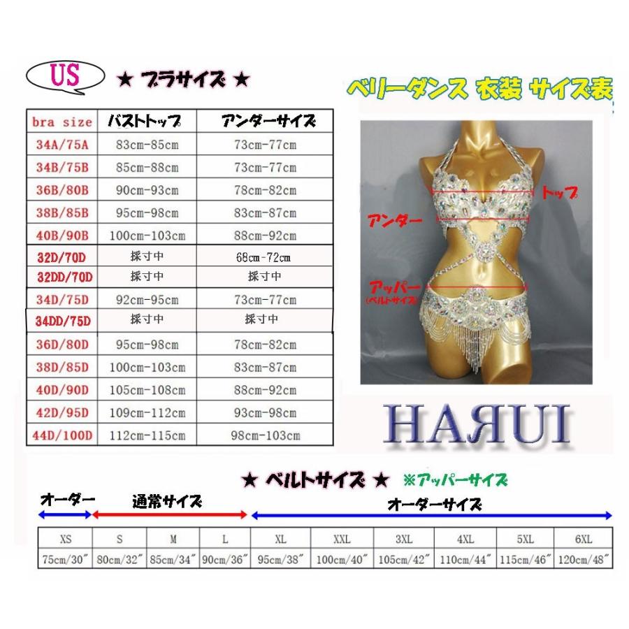 ベリーダンス 衣装 パールデザイン ブラ ベルト 上下2点セット