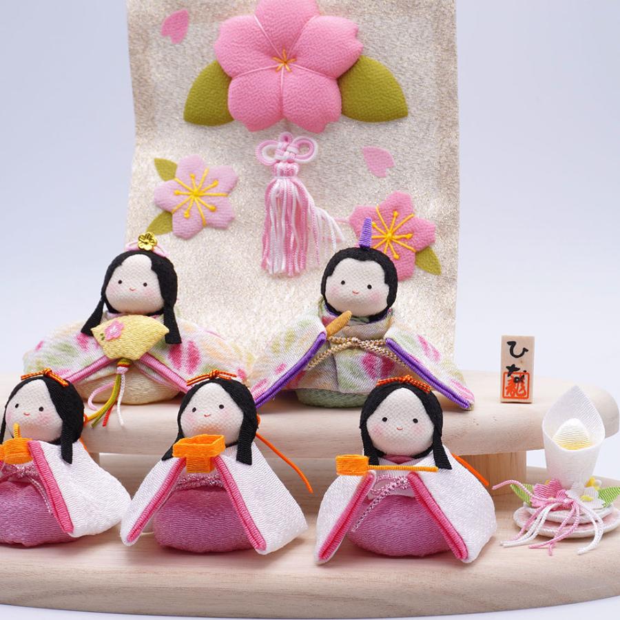 リュウコドウ リュウコドウ（龍虎堂）ぽてりひな5人（麻の葉）木製台