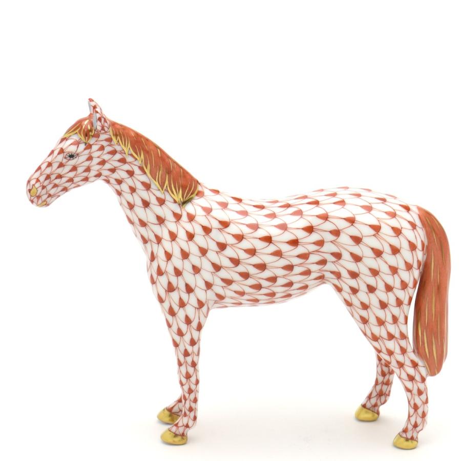 ヘレンド（HEREND） 馬 置物 赤色の鱗模様 手描き 磁器 フィギュリン