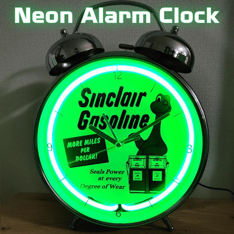 アメリカン レトロ 時計 ネオンアラームクロック ライト グリーン