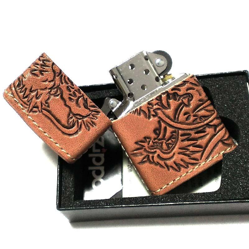 ZIPPO（ジッポー） ライター 本革巻き ジッポ カオス 龍神 手彫り