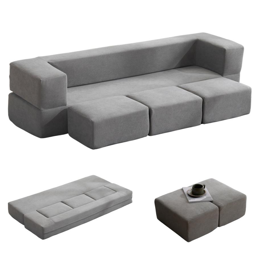 ソファベッド 最大5人掛け 5P 組立て不要 フロアソファ ローソファ