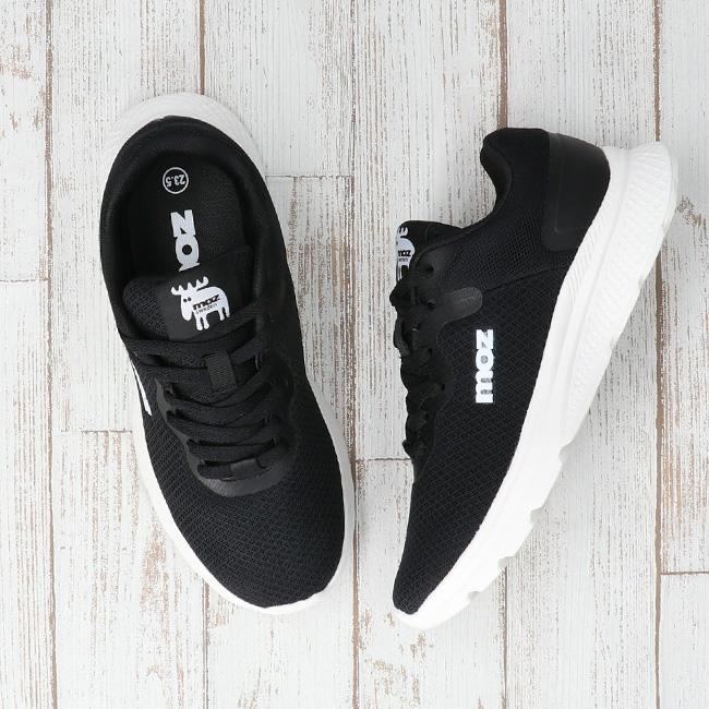 moz（モズ） スニーカー レディース 厚底 3E 幅広 黒 履きやすい 歩き