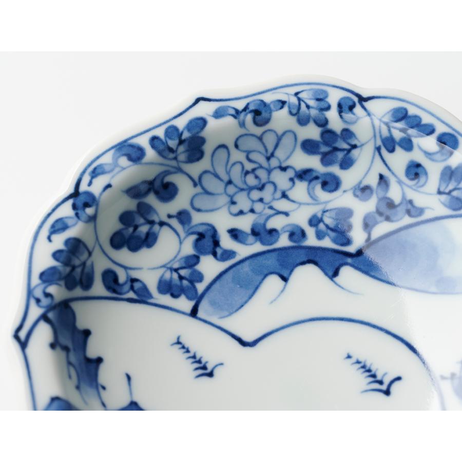 間取山水百景 桔梗高台皿 10cm 有田焼 // 和食器 食器 正月 磁器 高台