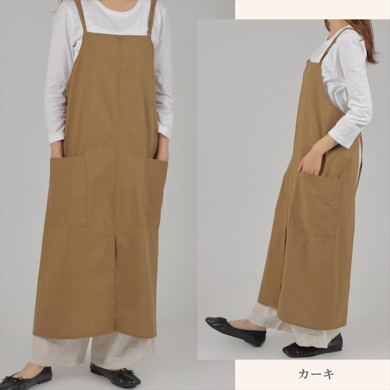 Aness(アネス) 細見えエプロン ロング丈 エプロン 着脱簡単 被るだけ