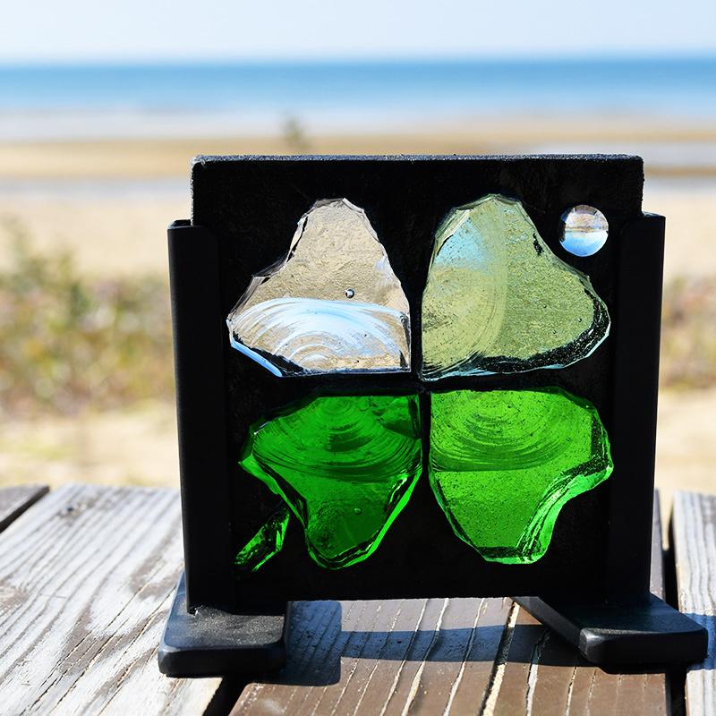 ステンドグラス ロクレール 幸せのクローバー オシャレ 四つ葉 鉄