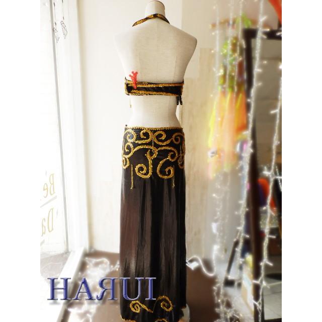 準備中 新入荷 ベリーダンス エジプト製 衣装 5点セット 黒 : Costume