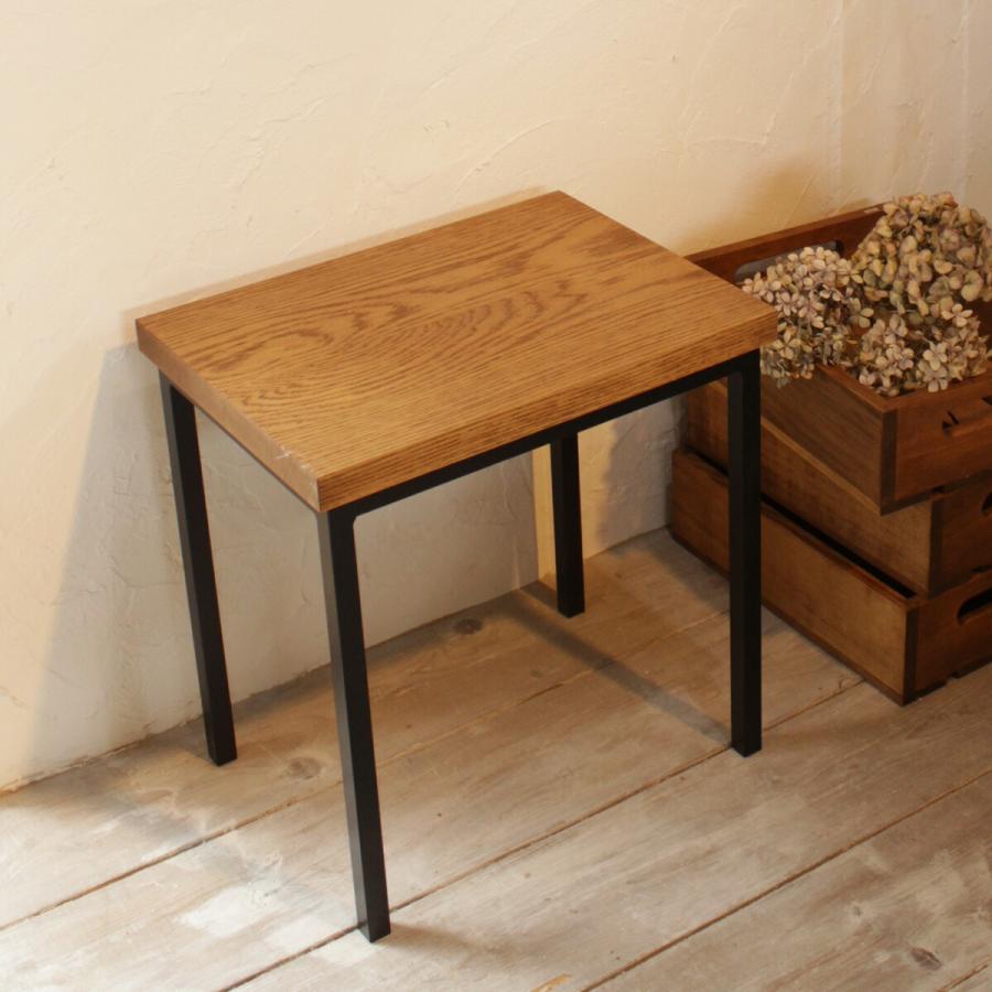 アイアン スツール｜無垢材×アイアン 高さ42cm オーク材 イス 木製