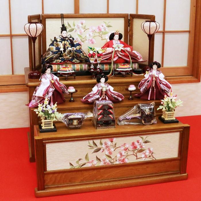 ひなせい 雛人形 三段飾り 収納飾り 「優里花雛」 おしゃれ 5人 五人