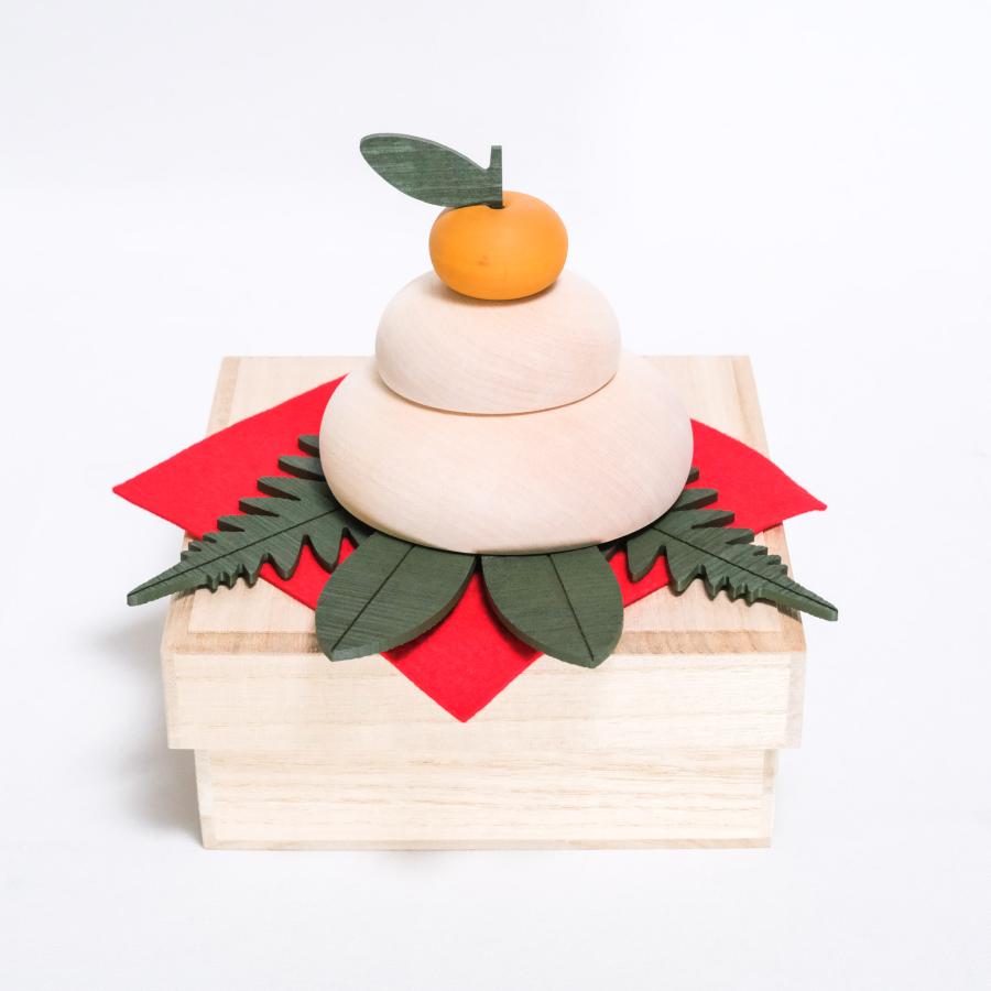 きのいい鏡餅（小） 木製 かがみもち 白木 桐箱 インテリア : HITA