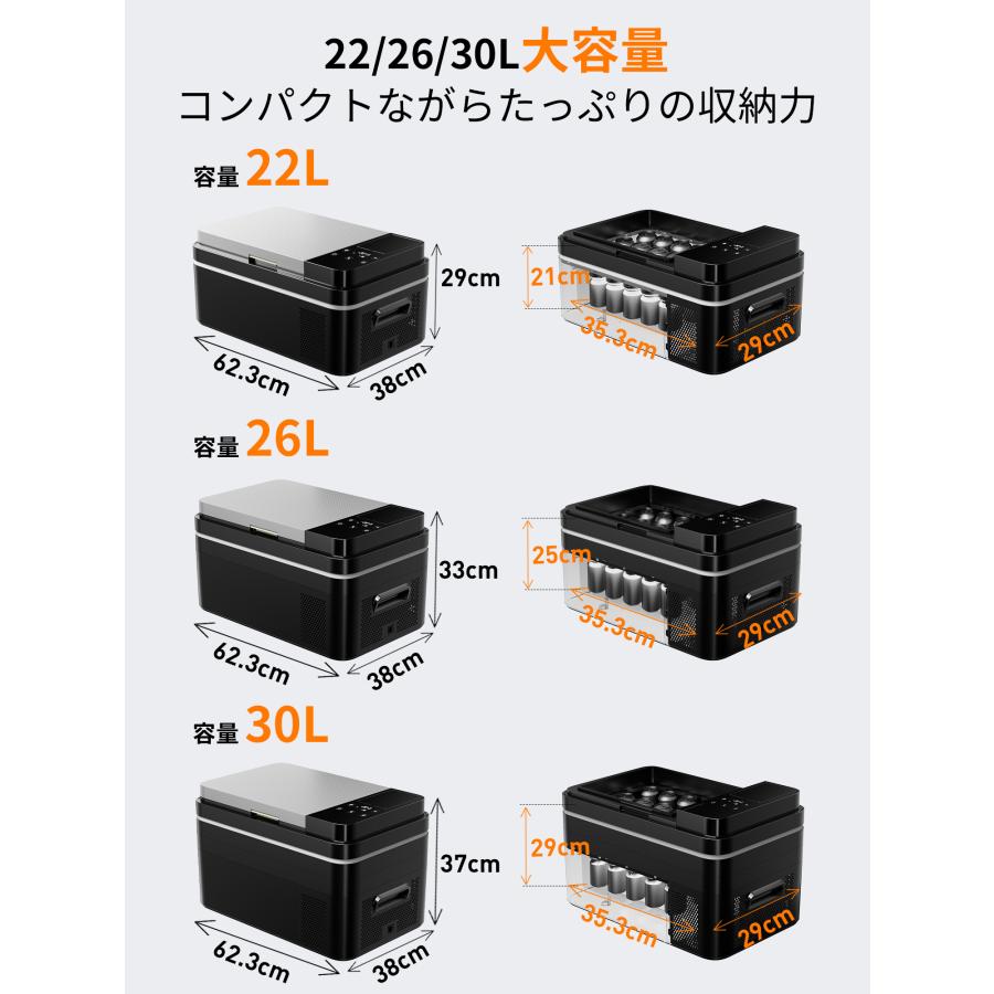 車載冷蔵冷凍庫 クーラーボックス バッテリー式 大容量 -20℃〜20℃ 急速