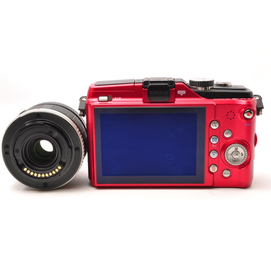オリンパス ミラーレス OLYMPUS ペン E-PL2 レンズキット レッド 中古