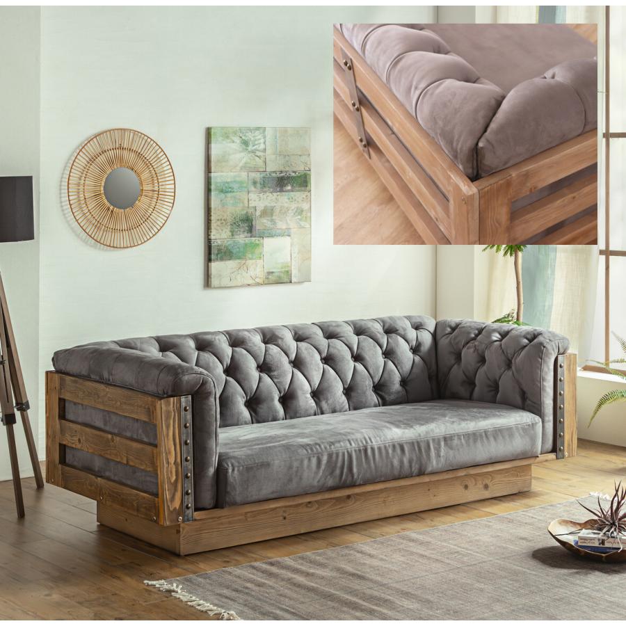 おしゃれ 高級 ソファー 3p 3人掛け スウェード スエード 天然木無垢製