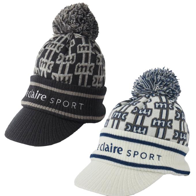 マリクレール marie claire ゴルフ ニット帽 レディース ツバ付き