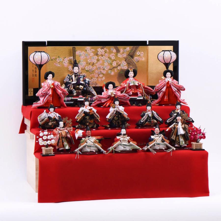 雛人形 桐収納台 十五人飾り 京十二 コンパクト15人飾り 送料無料