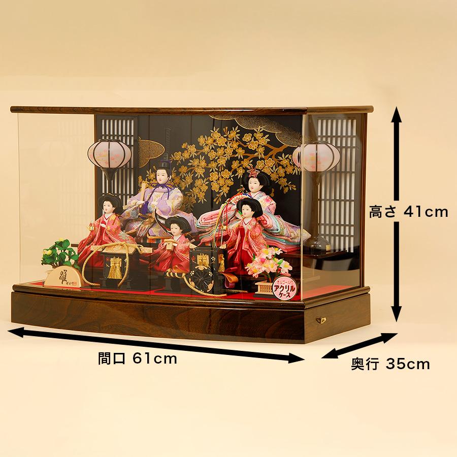 雛人形 ひな人形 K103 コンパクト オルゴール付き 三人官女付き 人形の