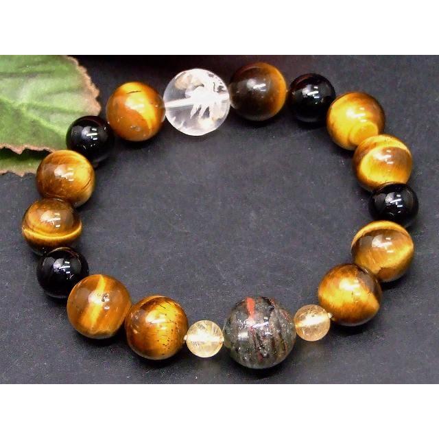 天然石 パワーストーン 67583 タイガーアイ オニキス 水晶龍素彫り