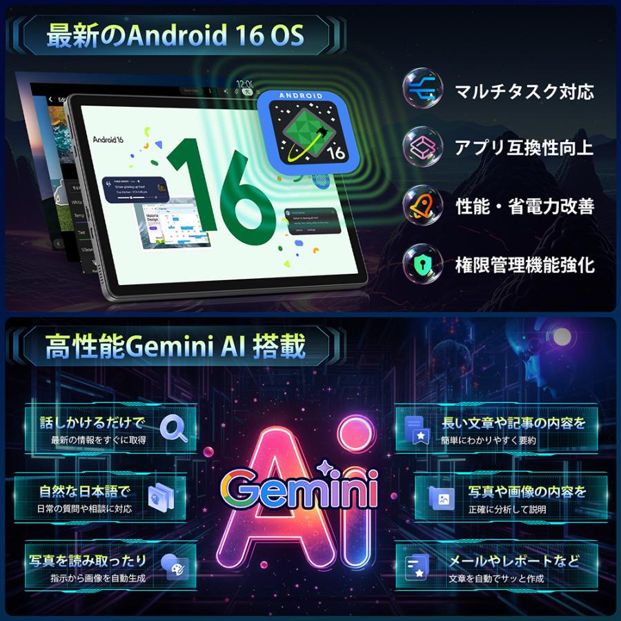 Rebecco M70 タブレット 11インチ Android16 Wi-Fiモデル T7250