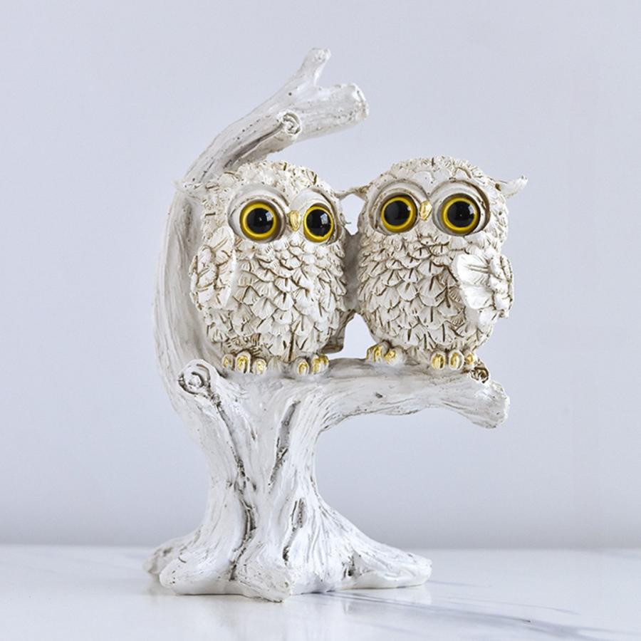 フクロウ 置物 白金 二色 風水 縁起物 二種 : 菱がたオンラインYahoo