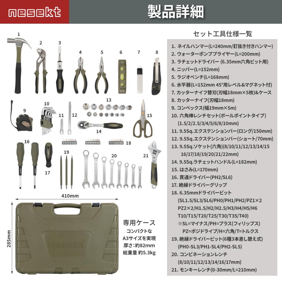 ネセクト]ツールセット 工具セット 79種類 DIY&ホームメンテナンス