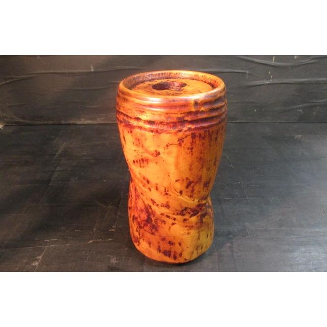 榧拭き漆ビール空き缶一輪ざし 木製 木の花器 くりぬき 木製オブジェ