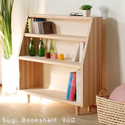 国産杉のブックシェルフ 完成品 本棚 食器棚 オープンラック 薄型 雑誌