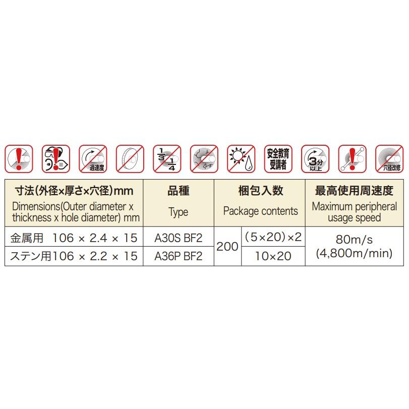 富士製砥 スーパー雷鳥 106×2.4×15mm 5枚入 金属用 切断砥石 : 今戸屋