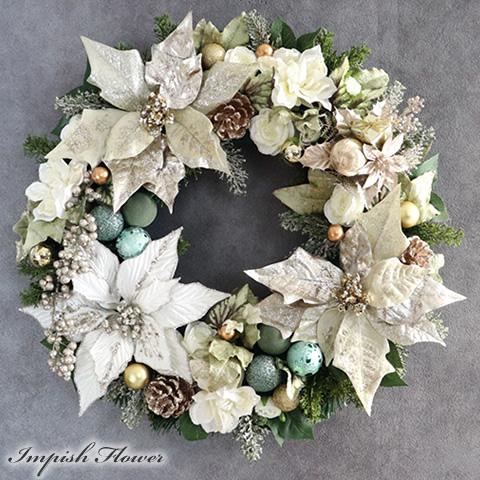 クリスマスリース 造花 ポインセチア 50cm 豪華 クリスマス リース