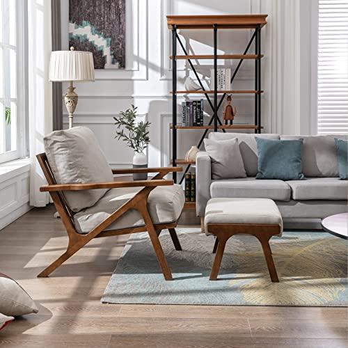 並行輸入品】Guyou ミッドセンチュリー アクセントチェア オットマン