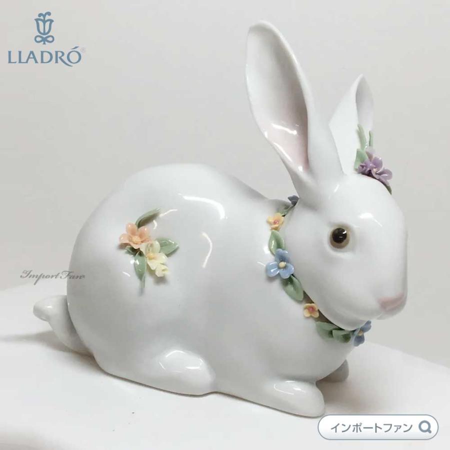 LLADRO（リヤドロ） 花飾りの白うさぎ 2 ウサギ 兎 干支 置物 01006098