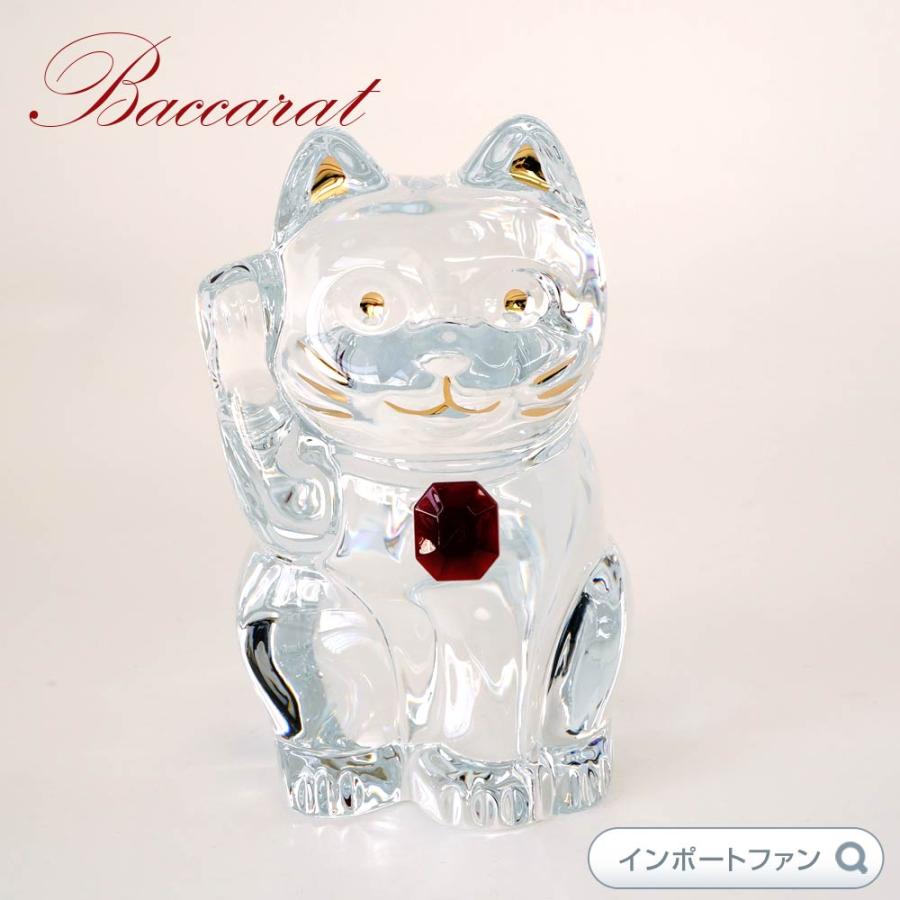 バカラ（Baccarat） クリスタル 招き猫 レッドオクトゴン ラッキー