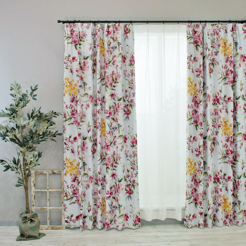 友安製作所 カーテン 遮光2級 おしゃれ 北欧 花柄 既製サイズ 幅100cm
