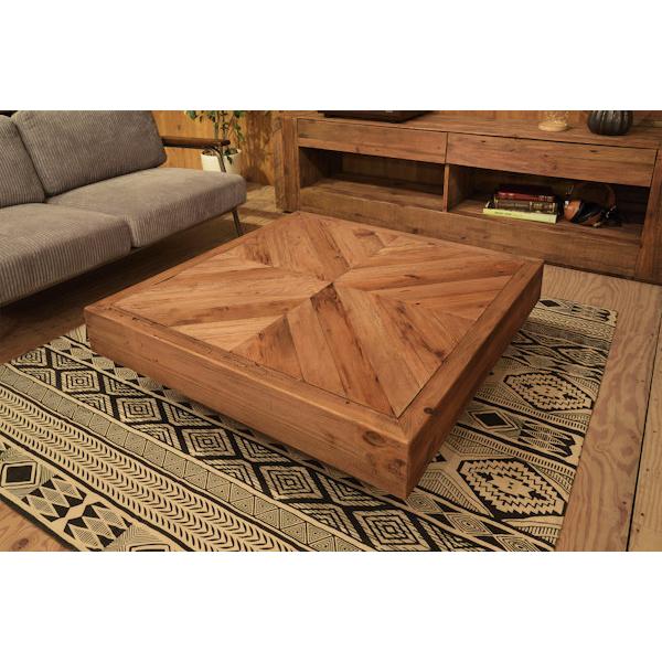 東谷 ローテーブル 幅100cm 木製 天然木 古材 正方形 ヴィンテージ調