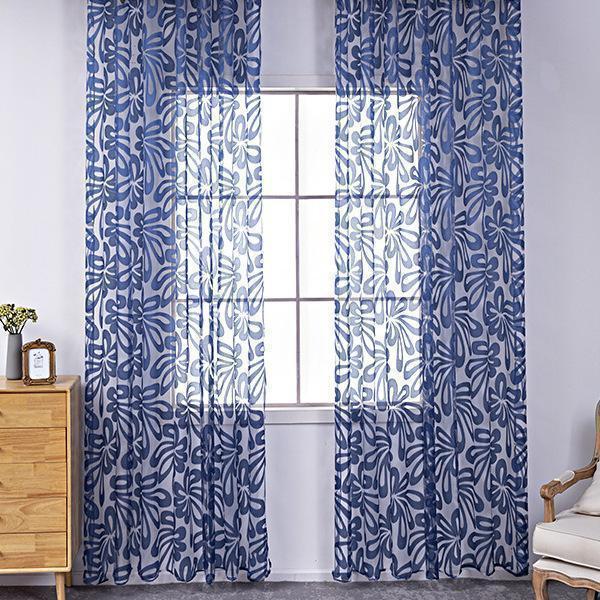 レースカーテン のれん 1枚 洗える レース カーテン 3D 紫 クリーム