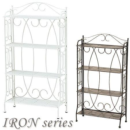 オープンラック 4段 フェミニン 姫系 アイアンフレーム 幅60cm