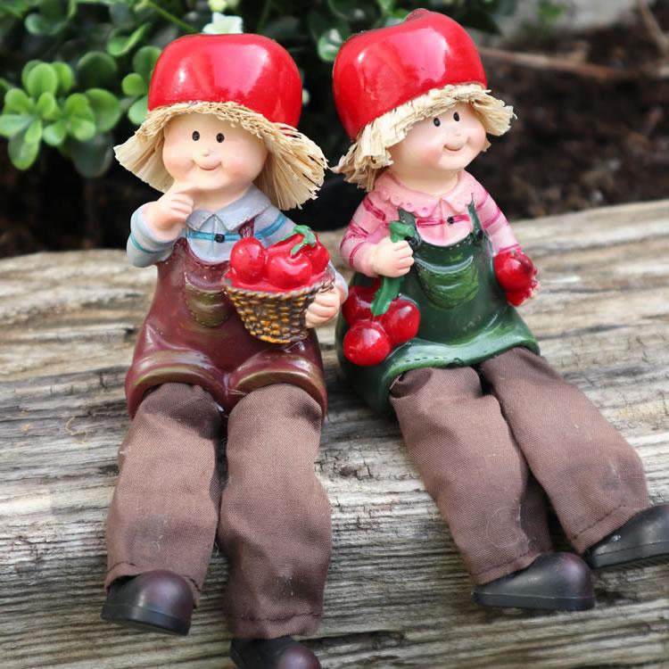 置物 かわいいオブジェ 玄関 人形 可愛い フルーツ こびと 妖精 お座り