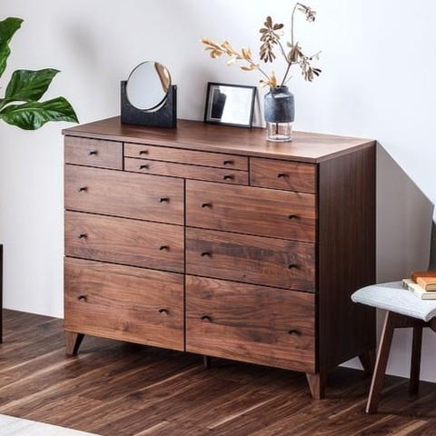 120 ドロワー チェスト 北欧 おしゃれ ウォールナット 天然木 国産日本