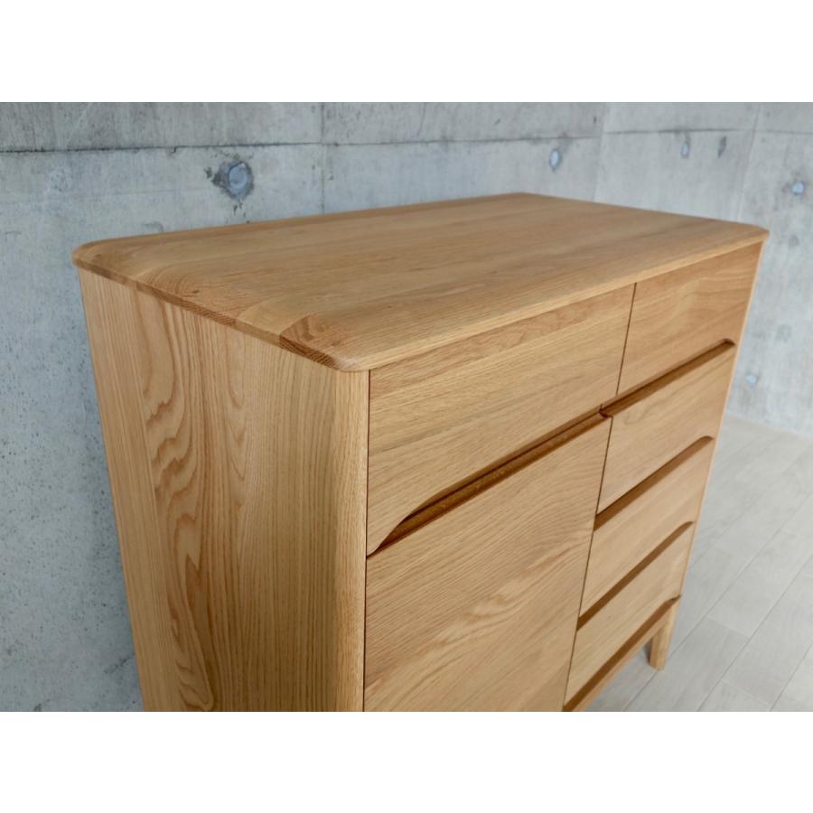 サイドボード オーク無垢材 おしゃれ キャビネット 脚付き リビング