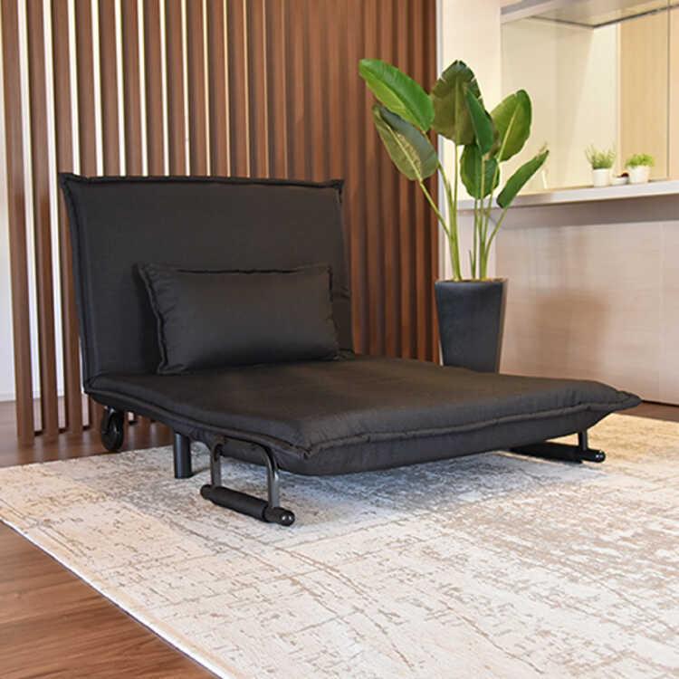 幅111cm・コンパクトソファーベッド折りたたみ式（布ファブリック製