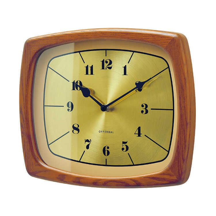 壁掛け時計 ヴィンテージ ゴールド おしゃれ 四角形 静音 連続秒針