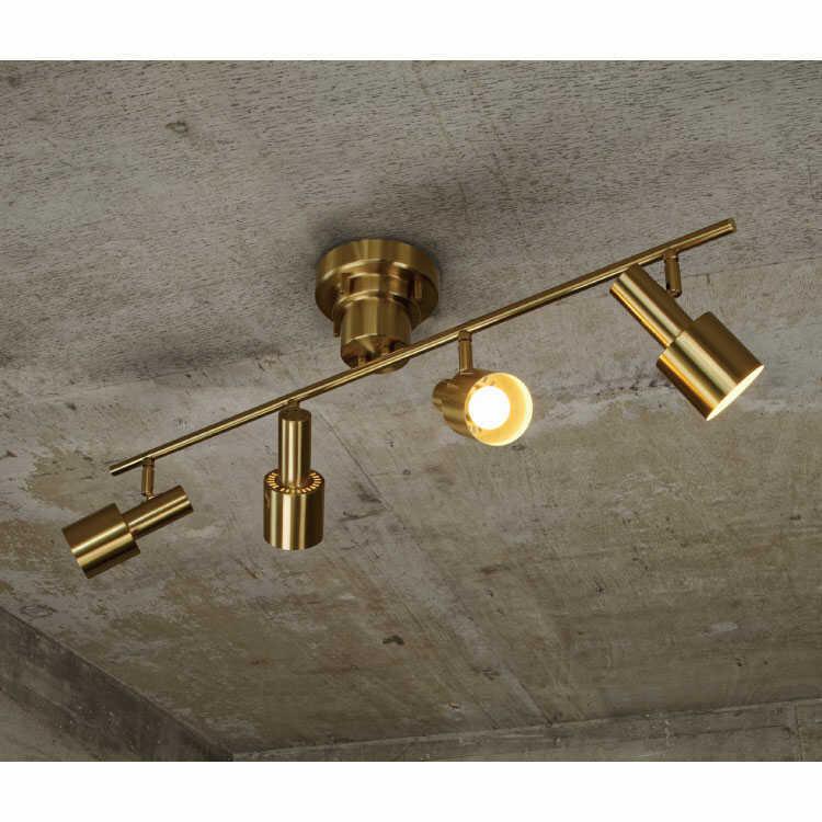 スポットライト シーリングライト 4連 ゴールド 6畳 8畳 ヴィンテージ