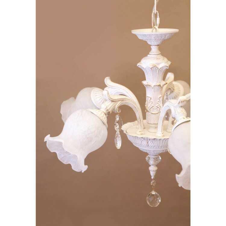 ペンダントライト 5灯 フラワー E26 白 ホワイト アンティーク