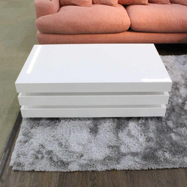 センターテーブル おしゃれ 白 ホワイト モダン 幅120cm 鏡面 光沢