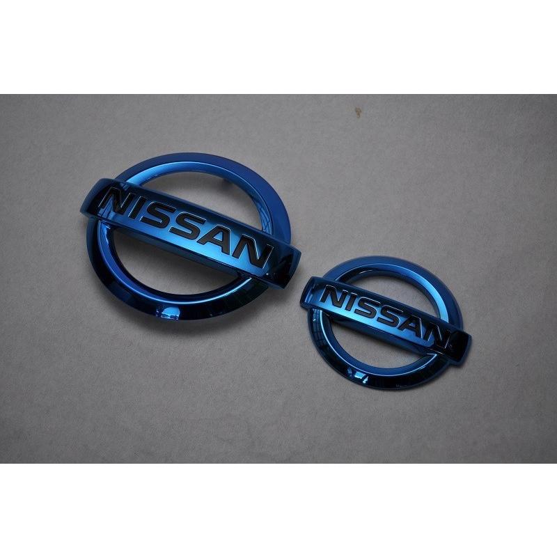 カラー エンブレム 送料無料 E12 ノート フロント／リア2点 ブルー