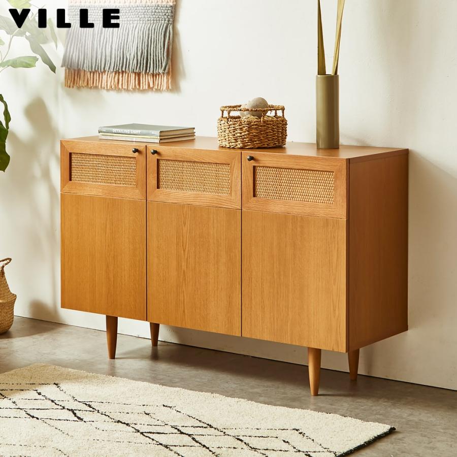 ネルコンシェルジュ キャビネット サイドボード ビレ ラタン 幅120cm