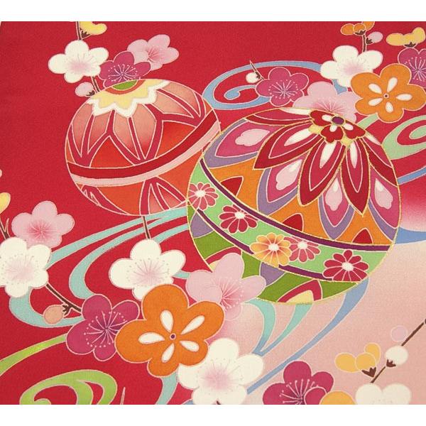 お宮参り 初着京加賀友禅 赤色 古典柄 一つ身 仕立て上がり下着付