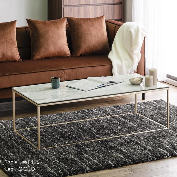 大理石風 センターテーブル セラミック 強化ガラス 120cm ホワイト