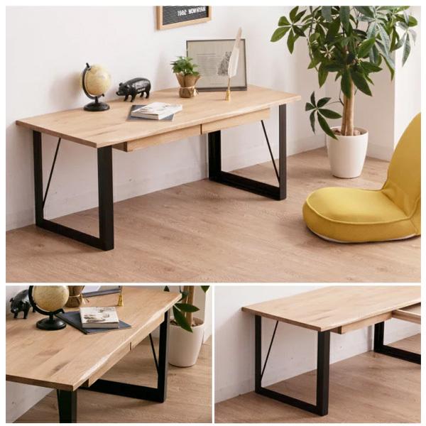 センターテーブル おしゃれ 引き出し 無垢 アイアン アンティーク風