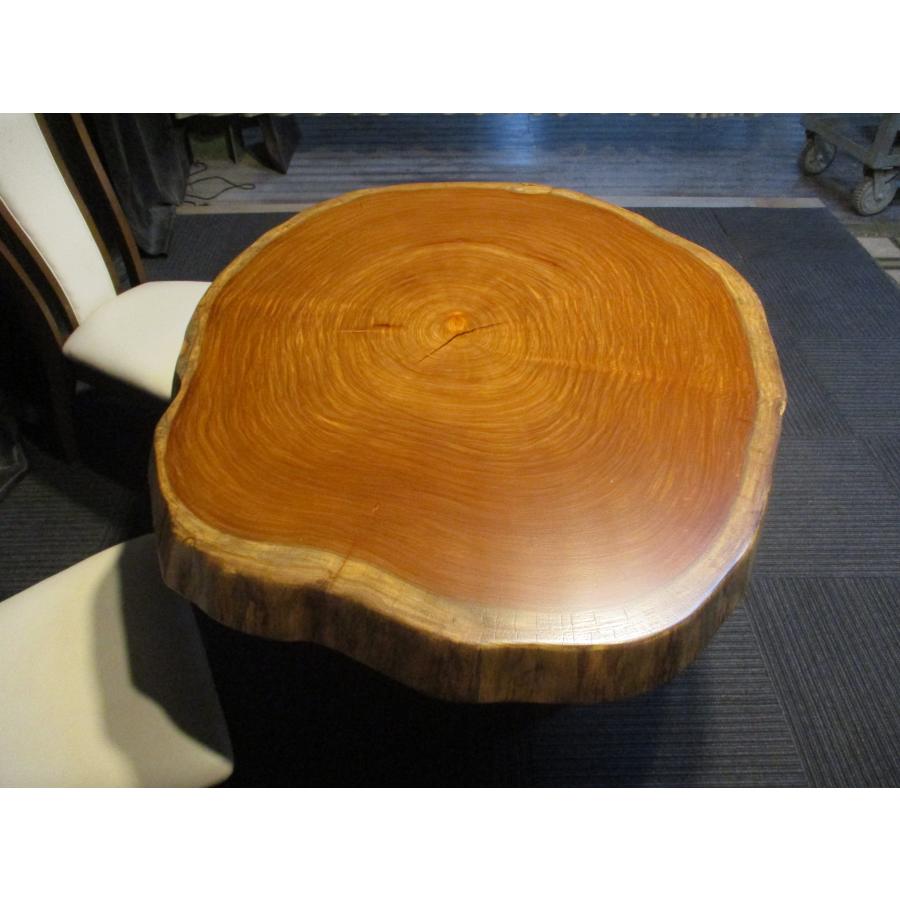 ADK195 カリモク 輪切り ブビンガ天板 座卓 5尺 ローテーブル